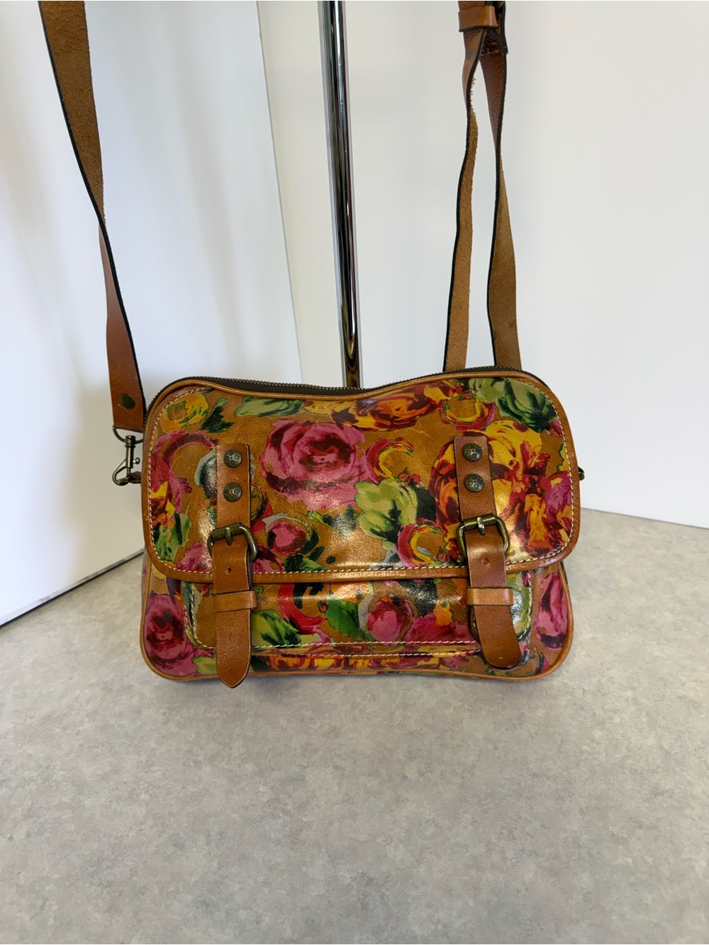 Patricia Nash Floral Leather Organizer Crossbody Bag